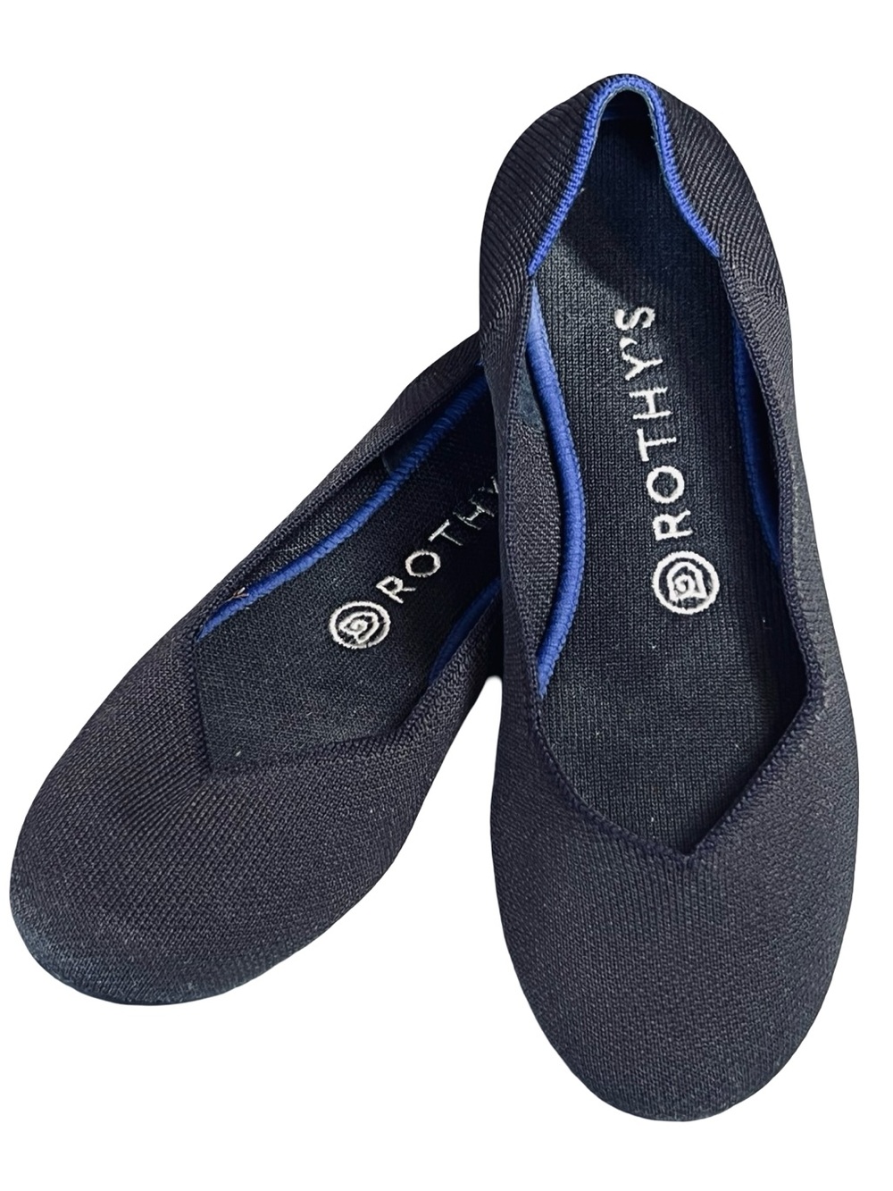 Rothy’s Women’s 7.5 Navy Blue Ballet Flats Solid Knit Round Toe Stretch Washable - Picture 3 of 10